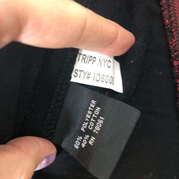 TRIPP NYC Vintage Corset Woven Brocade Snowflake Floral Red Black Zip Back XXL - Picture 9 of 11